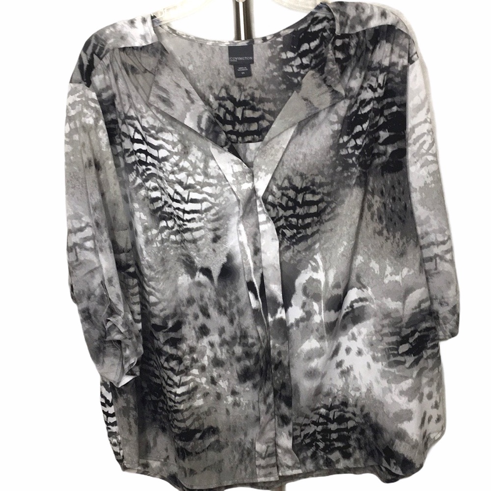Covington Grey Button Down Blouse Top